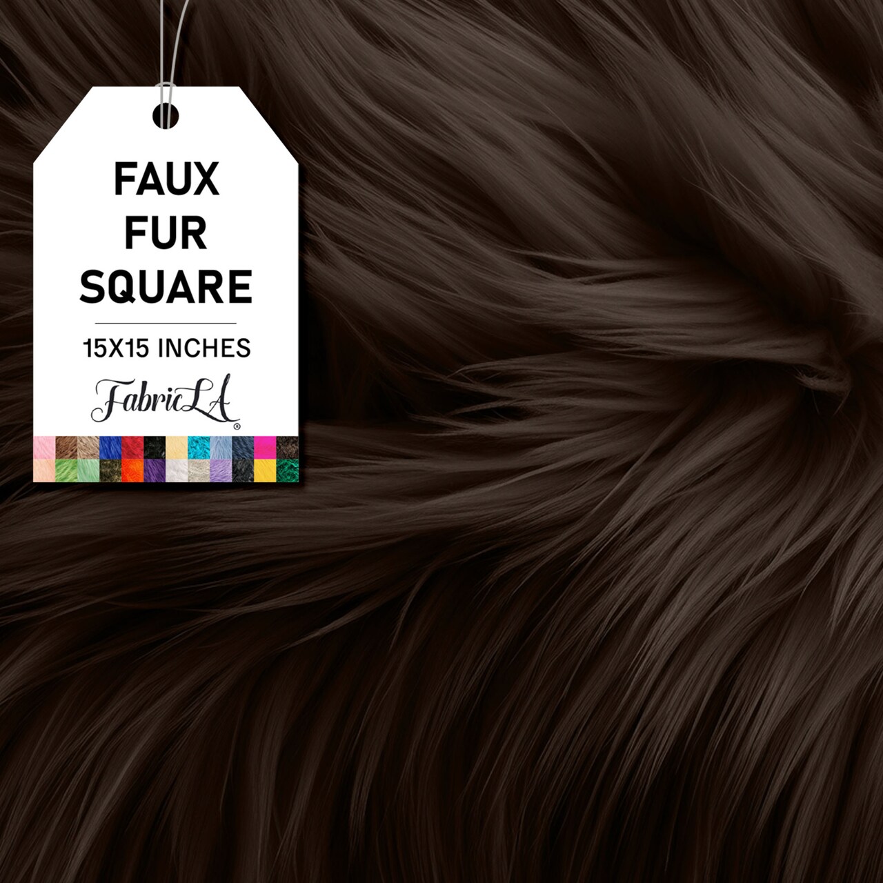 FabricLA | Faux Fur Fabric Square | 15" X 15" Inch Wide Pre-Cut Shaggy | Fake Fur Fabric | DIY, Craft Fur Decoration, Fashion Accessory, Hobby | Chocolate